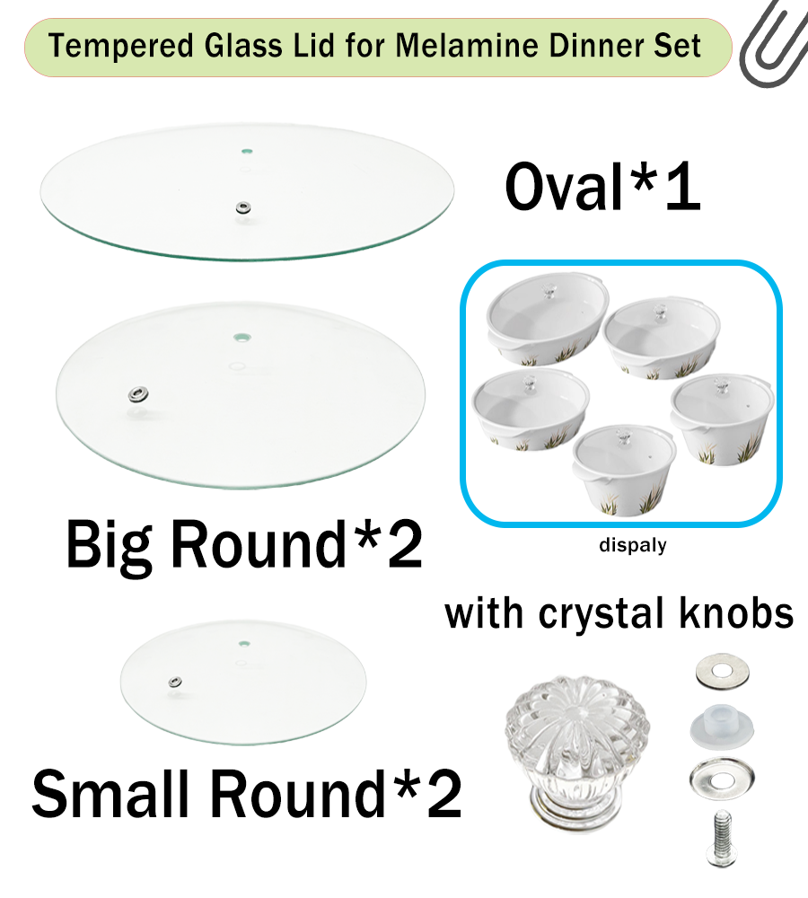 Melamine Dinner Set With Glass Lid Without SS Rim