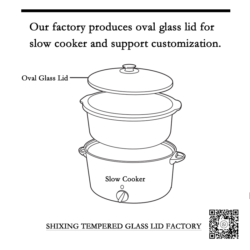 Oval C type glass lid for slow cooker