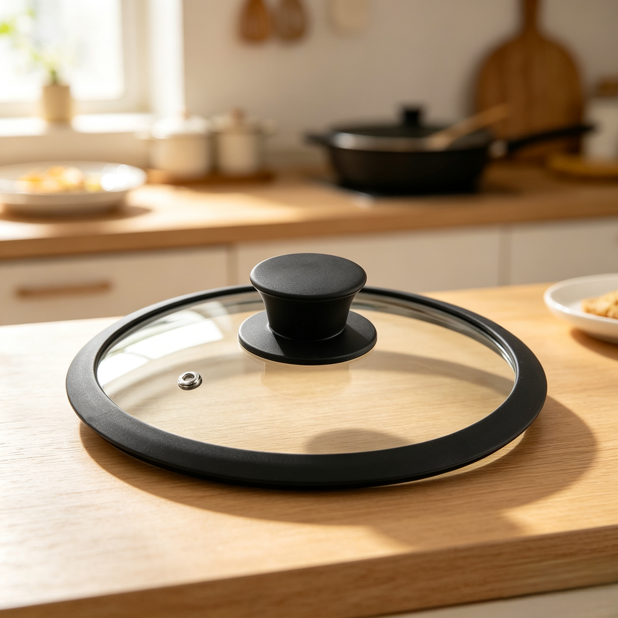 18cm Silicon Rim Tempered Glass Lid