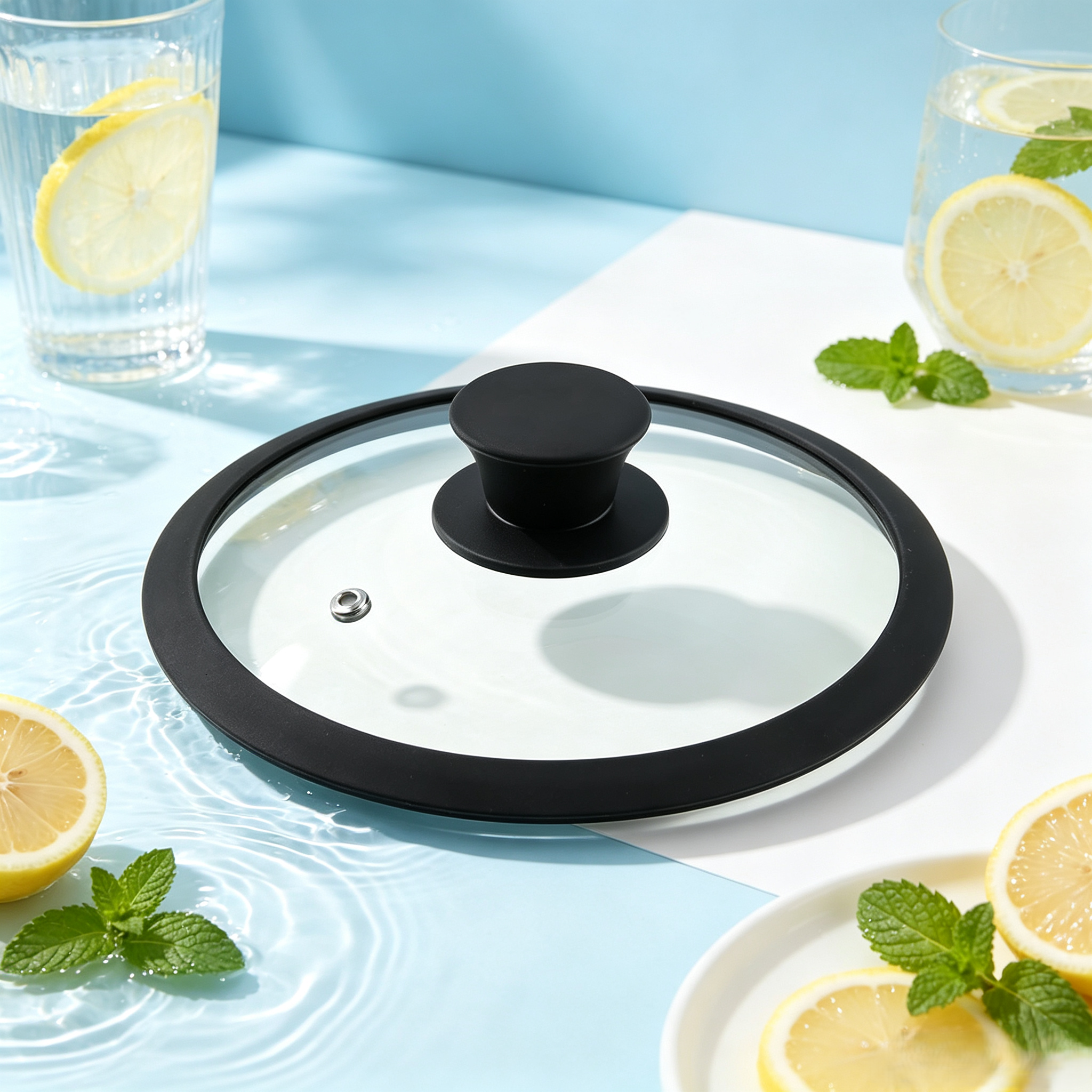 30cm Silicone Rim Tempered Glass Lid