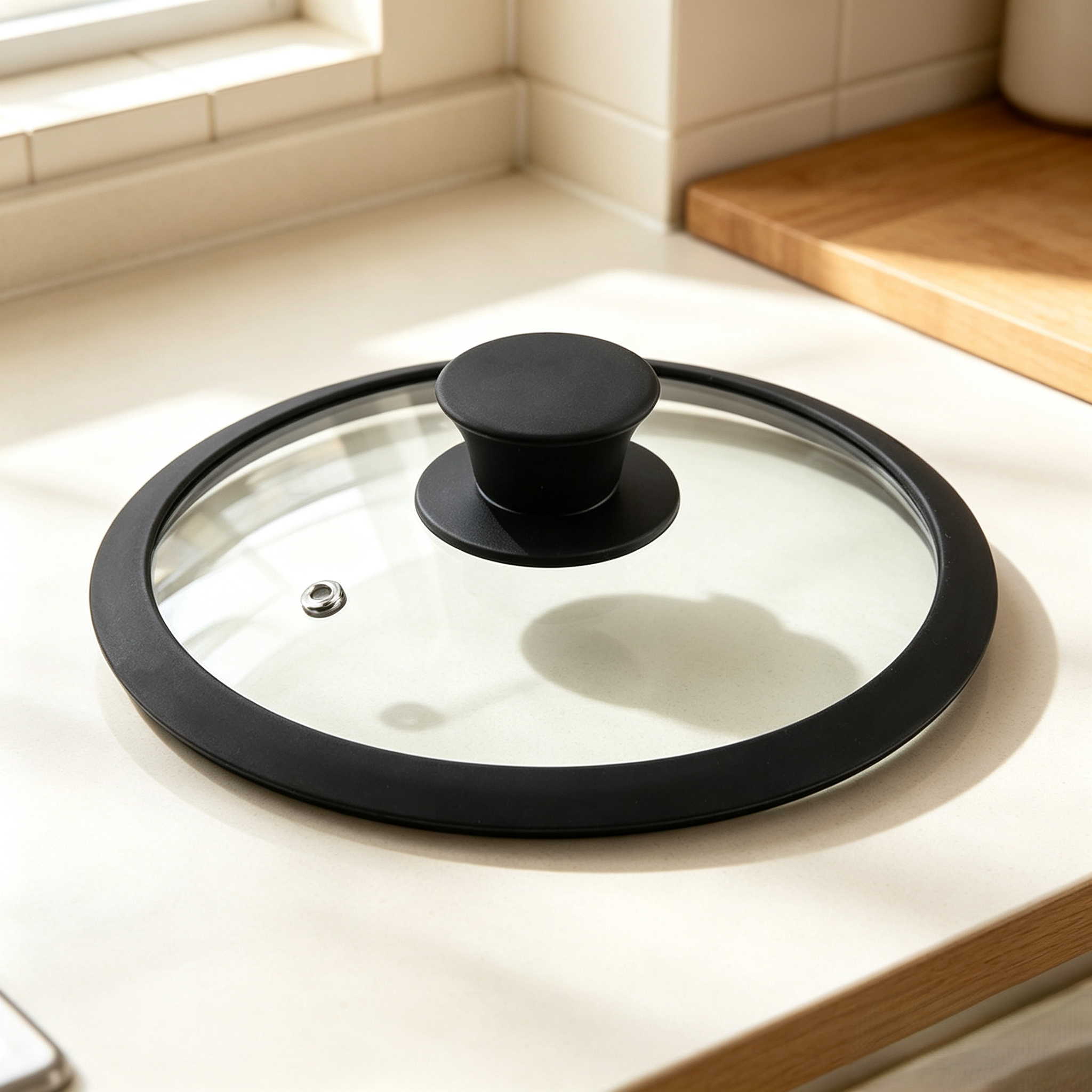 32cm Silicone Rim Tempered Glass Lid