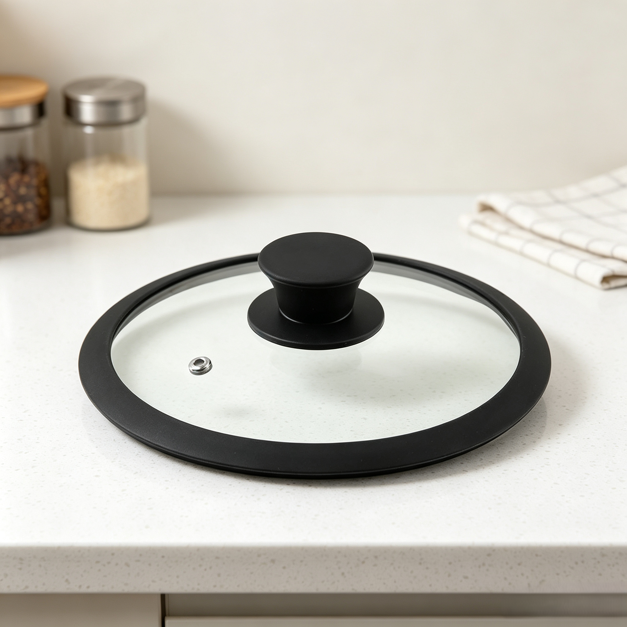 26cm Silicone Rim Tempered Glass Lid
